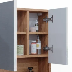 Armoire De Toilette|Vicco Armoire de toilette Blanc brillant/Chêne doré 54x55cm