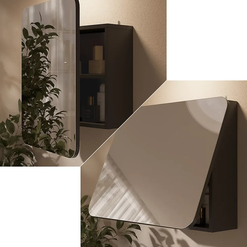 Armoire De Toilette|Vicco Armoire de toilette Anthracite 60x50cm avec des étagères