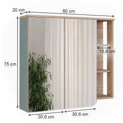 Armoire De Toilette|Vicco Armoire de toilette Sonoma/Bleu 80x75cm avec miroir