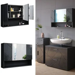 Vicco Armoire de toilette Anthracite Haute brillance 80.1x55cm