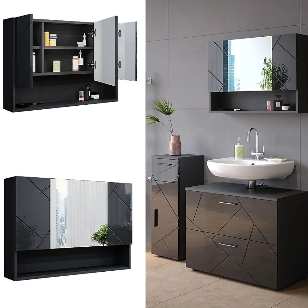 Vicco Armoire de toilette Anthracite Haute brillance 80.1x55cm