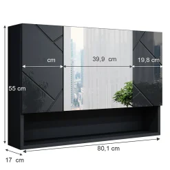 Vicco Armoire de toilette Anthracite Haute brillance 80.1x55cm