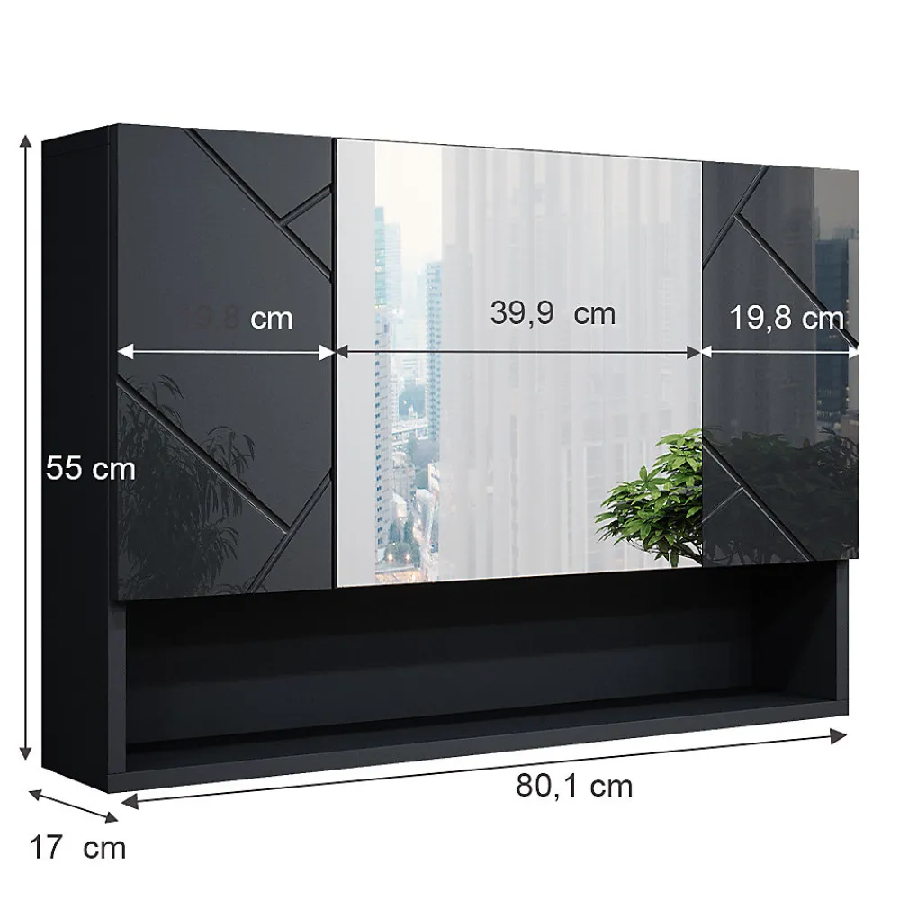 Vicco Armoire de toilette Anthracite Haute brillance 80.1x55cm