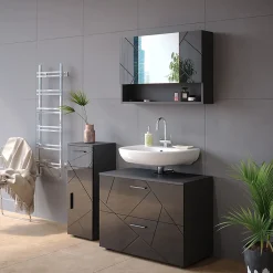Vicco Armoire de toilette Anthracite Haute brillance 80.1x55cm