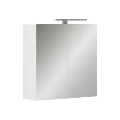 Armoire De Toilette|Vicco Armoire de toilette Blanc 60x60cm avec éclairage LED