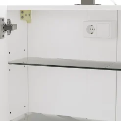 Armoire De Toilette|Vicco Armoire de toilette Blanc 60x60cm avec éclairage LED