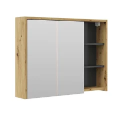 Armoire De Toilette|Vicco Armoire de toilette Chêne/Anthracite 100x75cm
