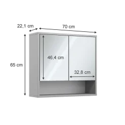 Vicco Armoire de toilette Gris 70x65cm avec 2 portes