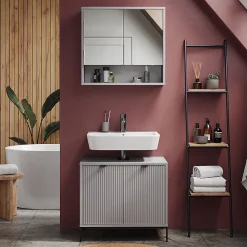 Vicco Armoire de toilette Gris 70x65cm avec 2 portes