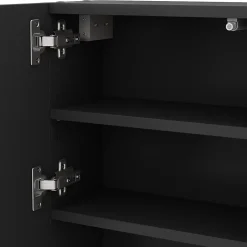 Armoire De Toilette|Vicco Armoire de toilette Noir 54x55cm avec porte et compartiments ouverts