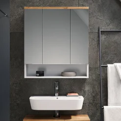 Armoire De Toilette|Vicco Armoire de toilette Blanc 70x77.5cm avec 3 portes