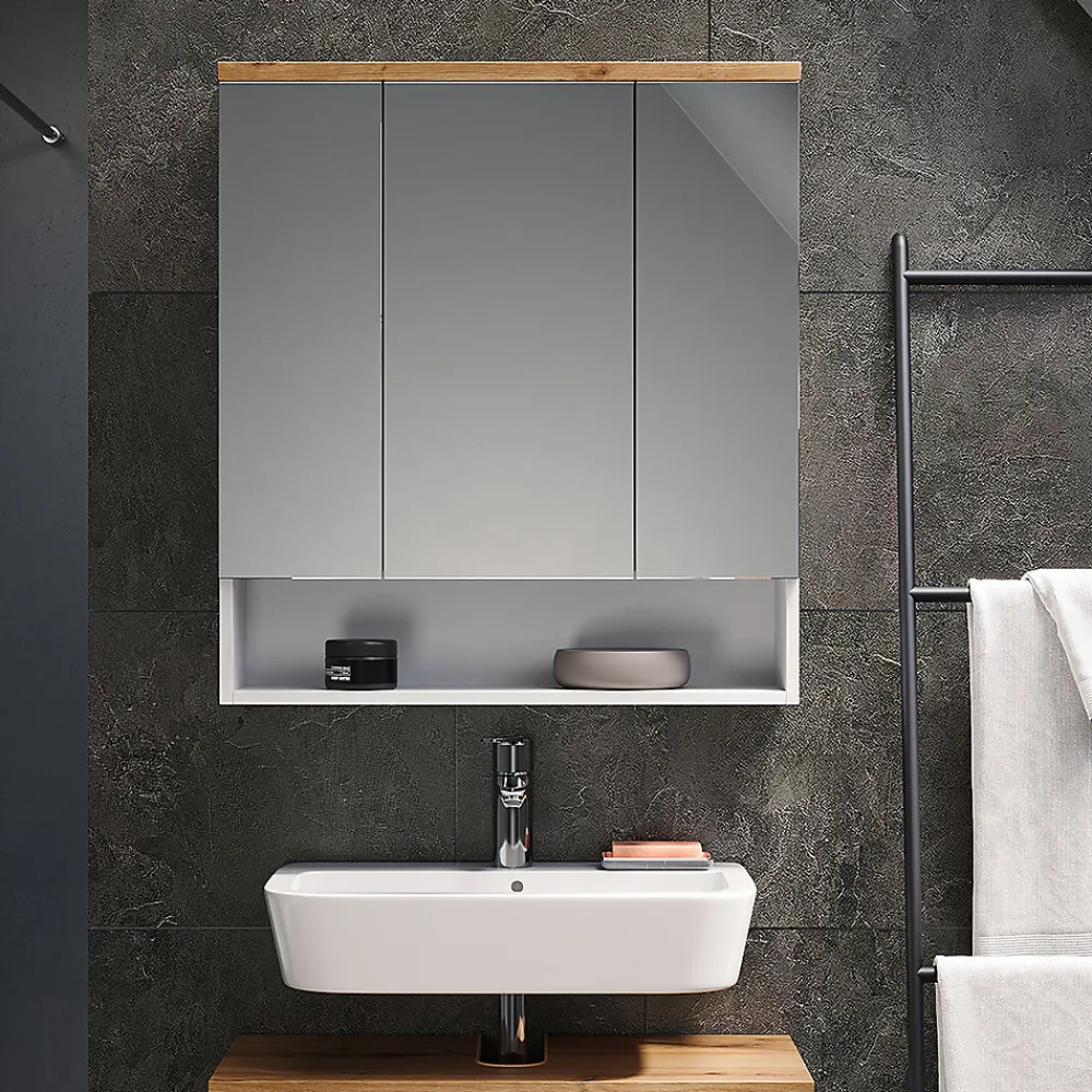 Armoire De Toilette|Vicco Armoire de toilette Blanc 70x77.5cm avec 3 portes