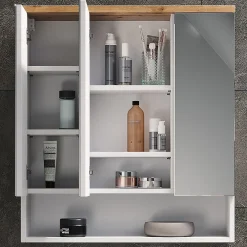 Armoire De Toilette|Vicco Armoire de toilette Blanc 70x77.5cm avec 3 portes