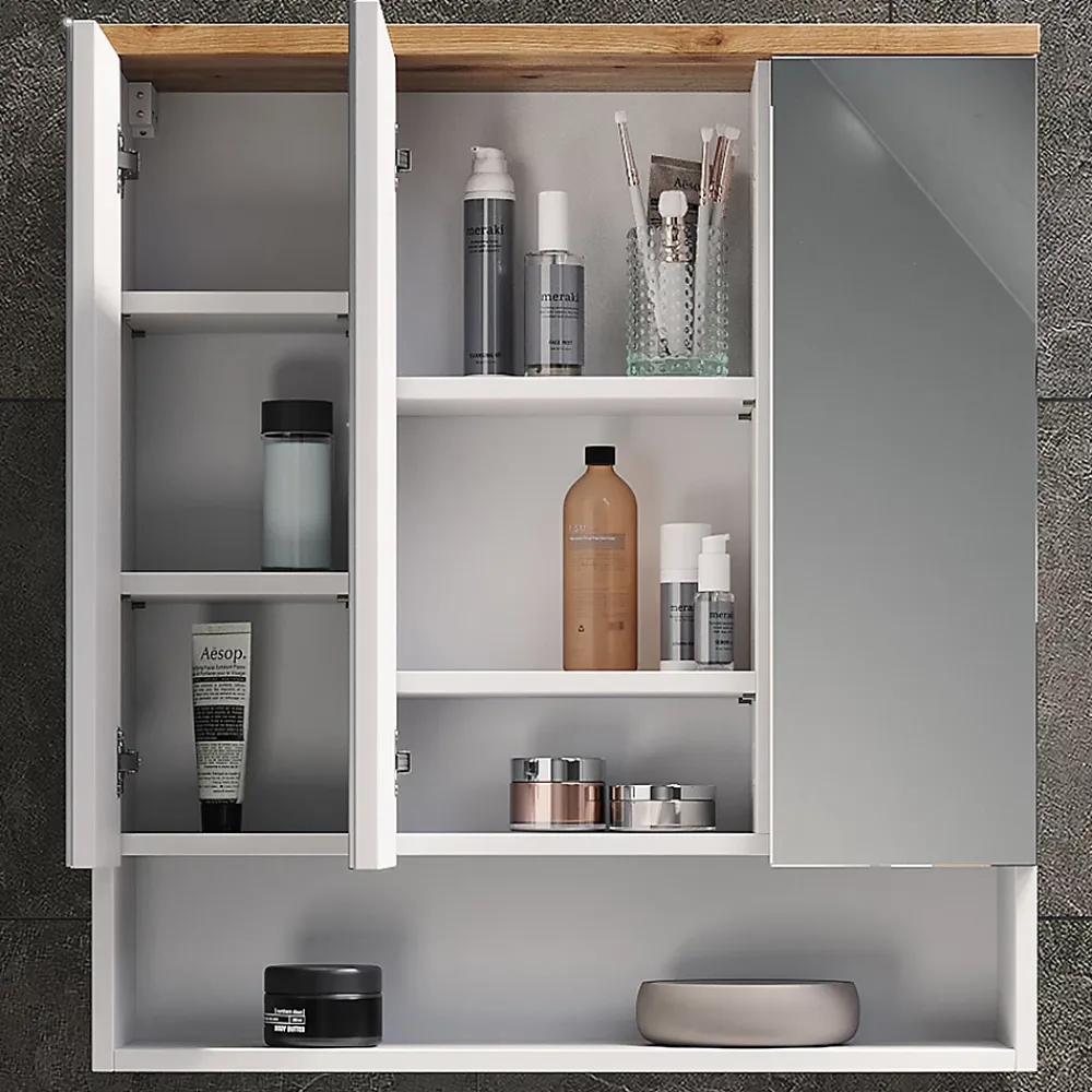 Armoire De Toilette|Vicco Armoire de toilette Blanc 70x77.5cm avec 3 portes