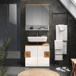Armoire De Toilette|Vicco Armoire de toilette Blanc 70x77.5cm avec 3 portes