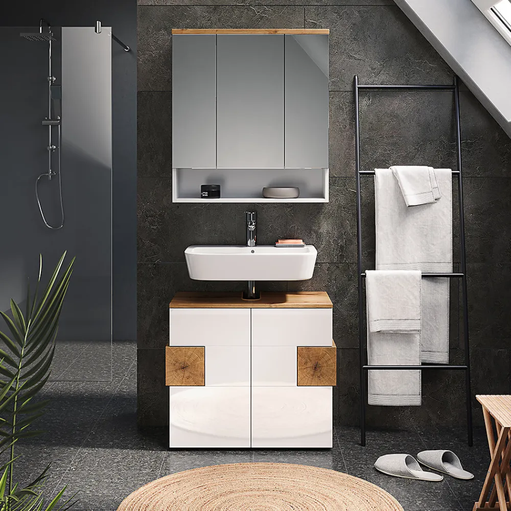 Armoire De Toilette|Vicco Armoire de toilette Blanc 70x77.5cm avec 3 portes