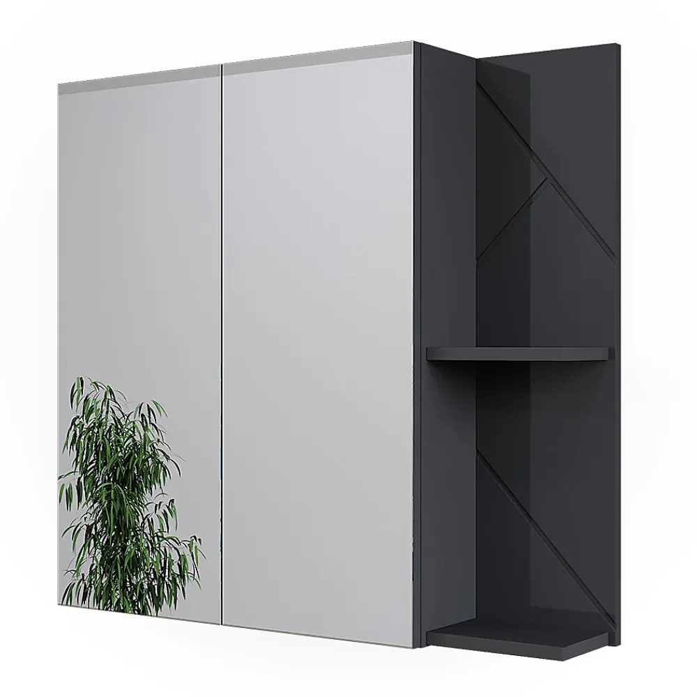 Vicco Armoire de toilette Anthracite Haute brillance 80x75cm