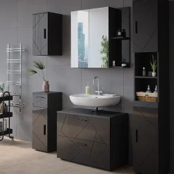 Vicco Armoire de toilette Anthracite Haute brillance 80x75cm
