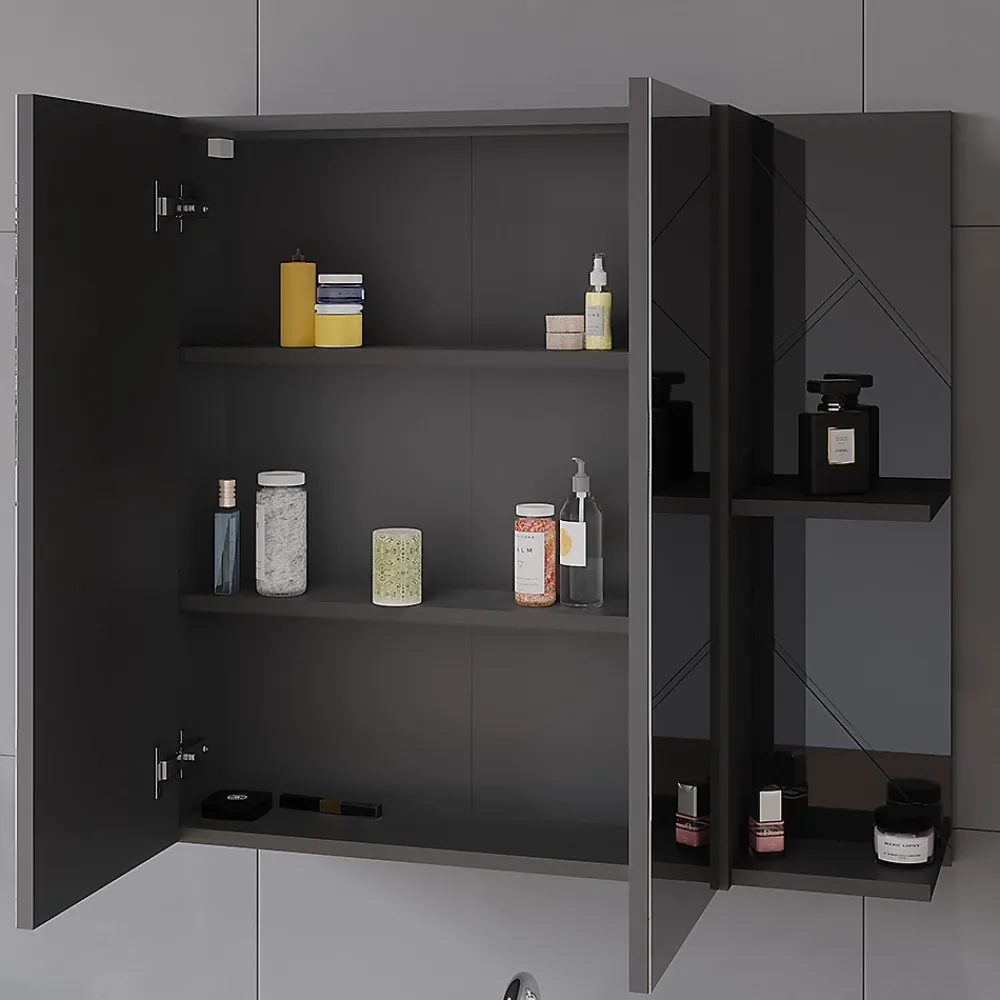 Vicco Armoire de toilette Anthracite Haute brillance 80x75cm