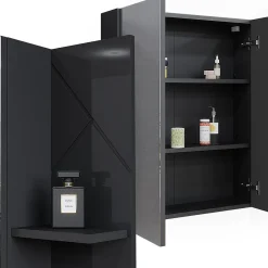 Vicco Armoire de toilette Anthracite Haute brillance 80x75cm