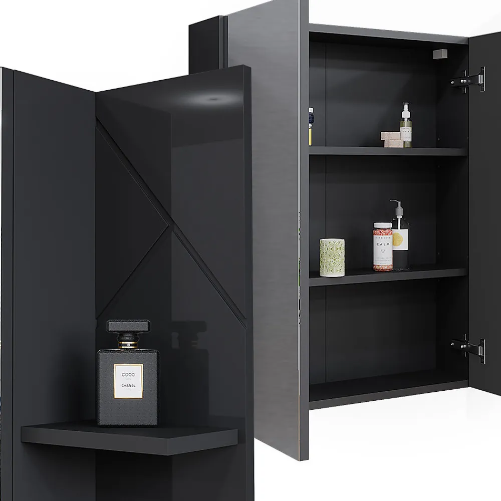 Vicco Armoire de toilette Anthracite Haute brillance 80x75cm