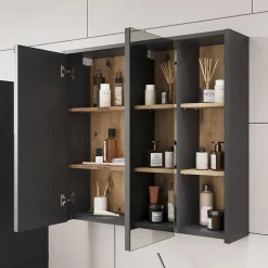 Vicco Armoire de toilette Gris/Artisan 80x75cm avec des étagères ouvertes