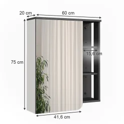 Vicco Armoire de toilette Anthracite/blanc 60x75cm