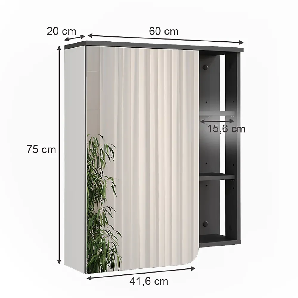 Vicco Armoire de toilette Anthracite/blanc 60x75cm