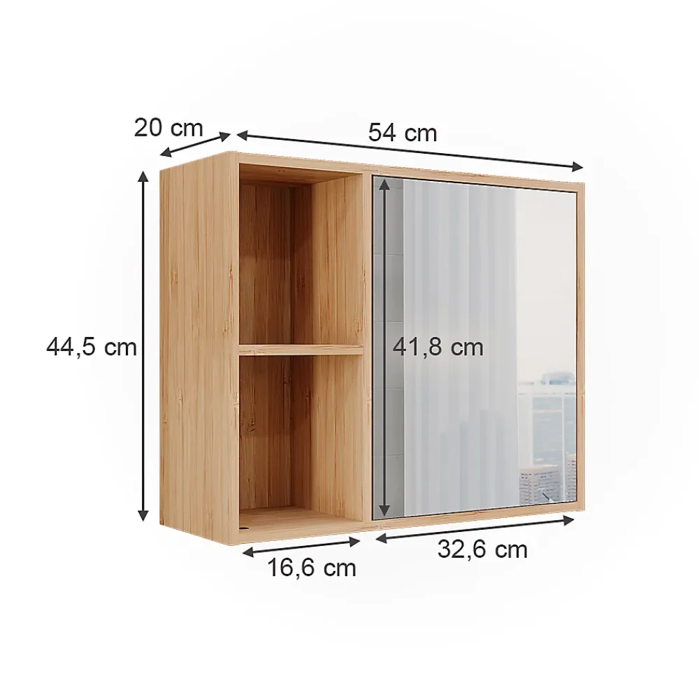 Armoire De Toilette|Vicco Armoire de toilette Bambou 54x44.5cm avec miroir