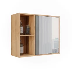 Armoire De Toilette|Vicco Armoire de toilette Bambou 54x44.5cm avec miroir