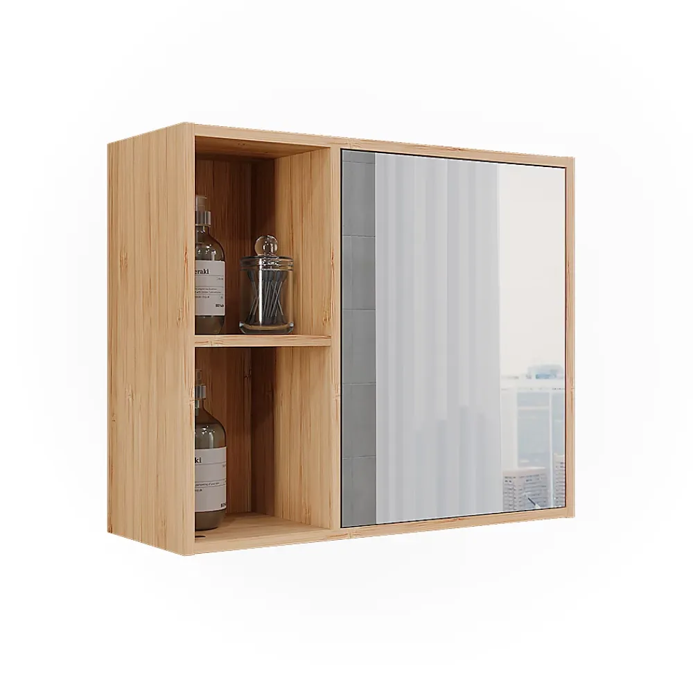 Armoire De Toilette|Vicco Armoire de toilette Bambou 54x44.5cm avec miroir