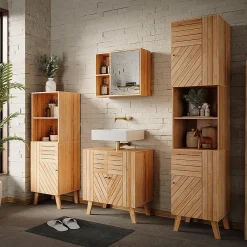 Armoire De Toilette|Vicco Armoire de toilette Bambou 54x44.5cm avec miroir