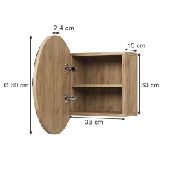 Armoire De Toilette|Vicco Armoire de toilette Chêne de force doré 50x50cm avec 2 compartiments