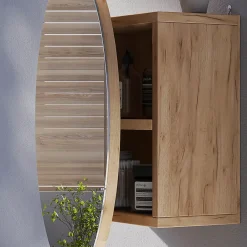 Armoire De Toilette|Vicco Armoire de toilette Chêne de force doré 50x50cm avec 2 compartiments