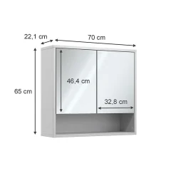 Armoire De Toilette|Vicco Armoire de toilette Blanc 70x65cm avec 2 portes