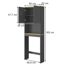 Vicco Armoire de toilette Anthracite 60x163cm