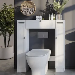 Meuble Wc|Vicco Armoire de toilette Blanc 89x99cm Distributeur de papier toilette à gauche et à droite