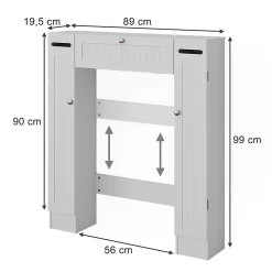 Meuble Wc|Vicco Armoire de toilette Blanc 89x99cm Distributeur de papier toilette à gauche et à droite