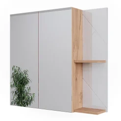 Vicco Armoire de toilette Chêne doré/blanc brillant 80x75cm