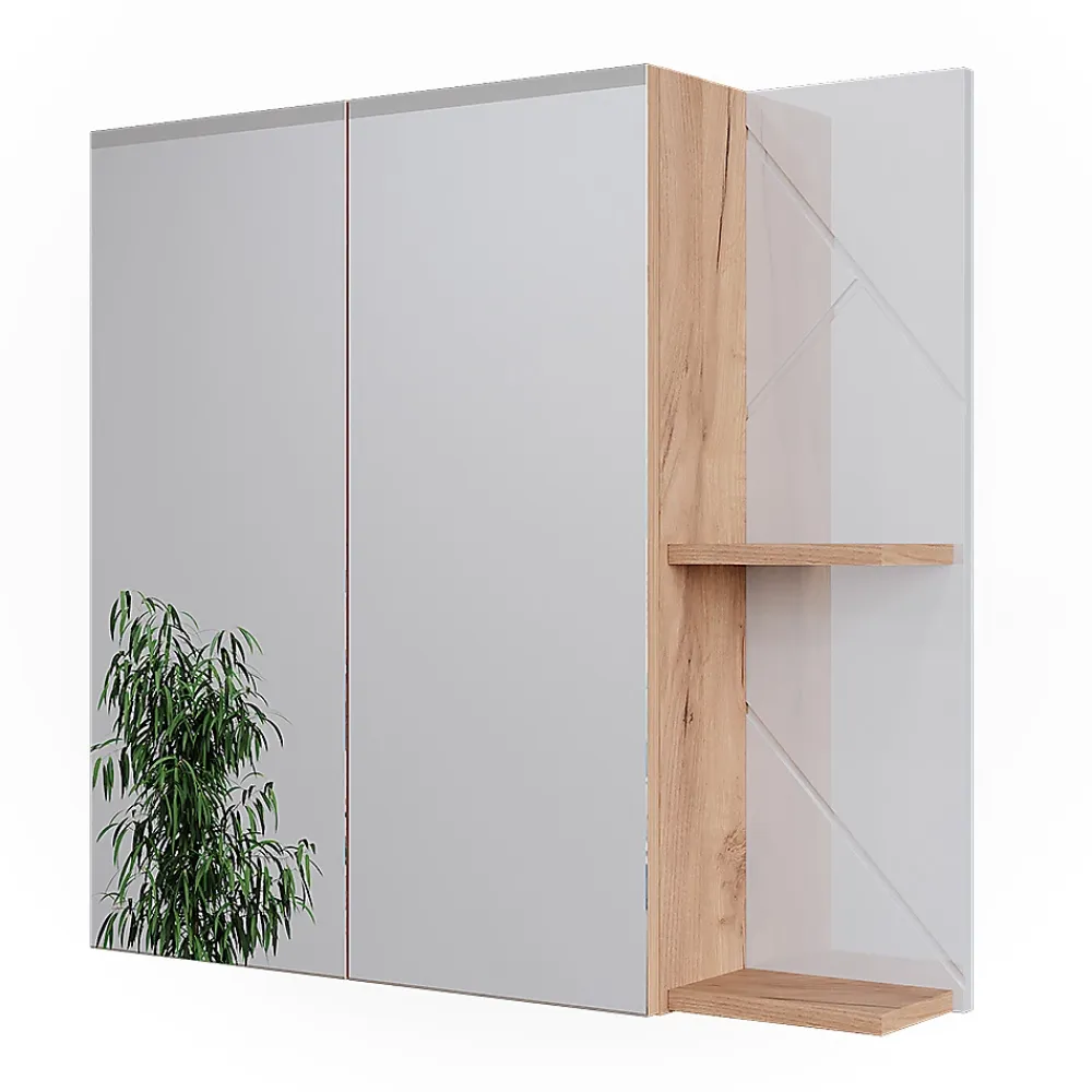 Vicco Armoire de toilette Chêne doré/blanc brillant 80x75cm