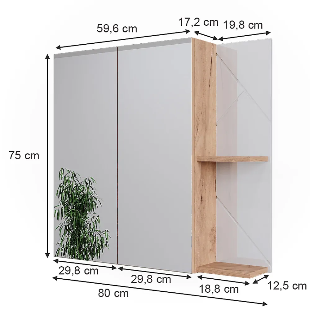 Vicco Armoire de toilette Chêne doré/blanc brillant 80x75cm