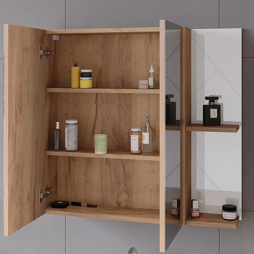 Vicco Armoire de toilette Chêne doré/blanc brillant 80x75cm