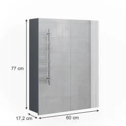 Armoire De Toilette|Vicco Armoire de toilette Anthracite 60x77cm