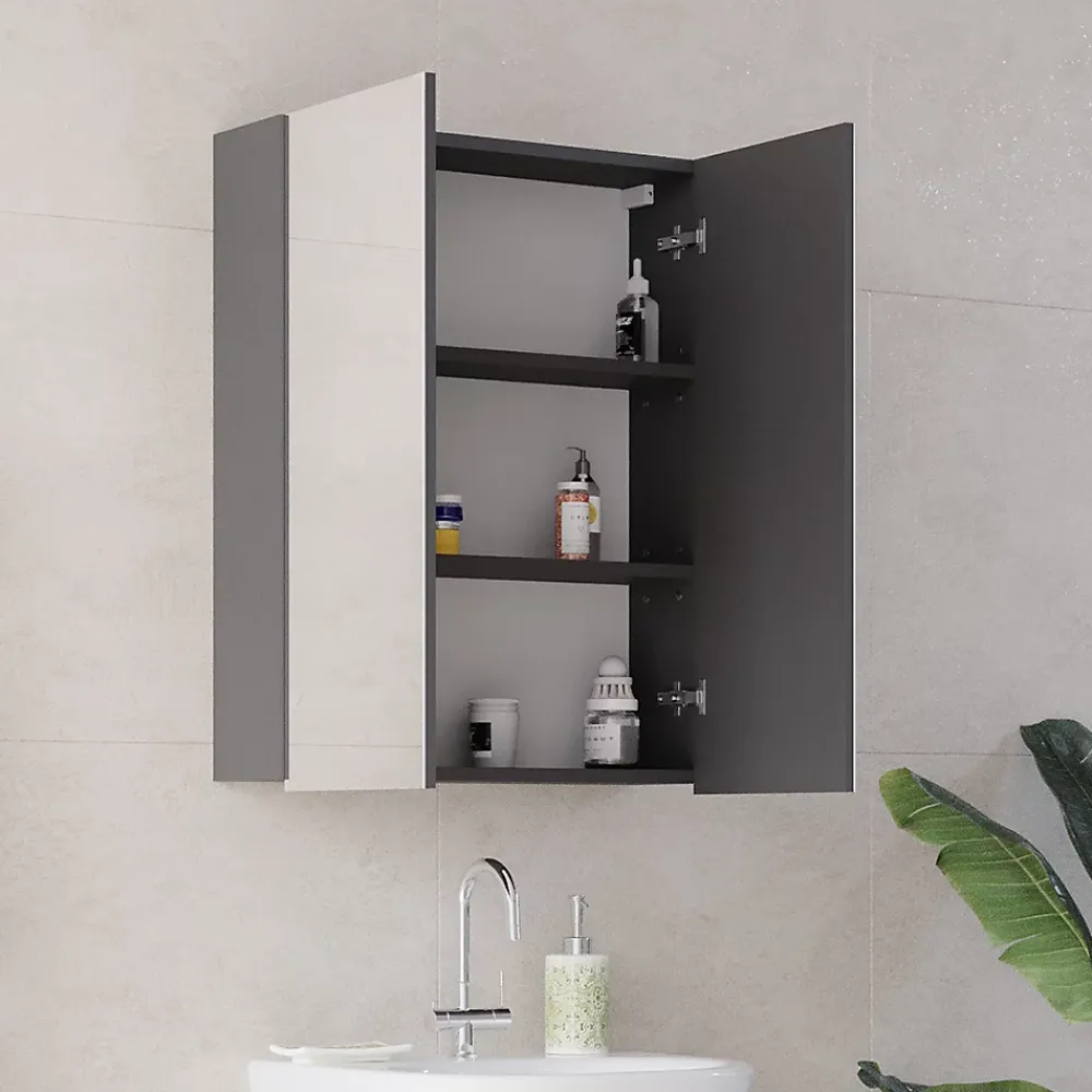 Armoire De Toilette|Vicco Armoire de toilette Anthracite 60x77cm