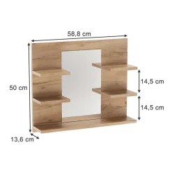 Armoire De Toilette|Vicco Armoire de toilette Chêne de force doré 58.8x50cm avec des étagères