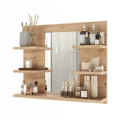 Armoire De Toilette|Vicco Armoire de toilette Chêne de force doré 58.8x50cm avec des étagères