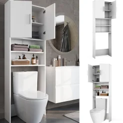 Meuble Wc|Vicco Armoire de toilette Blanc 64x190cm avec 2 portes