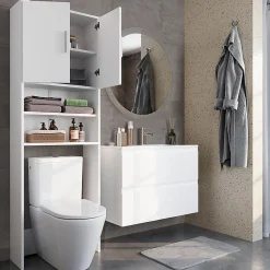 Meuble Wc|Vicco Armoire de toilette Blanc 64x190cm avec 2 portes