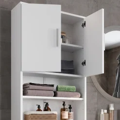 Meuble Wc|Vicco Armoire de toilette Blanc 64x190cm avec 2 portes