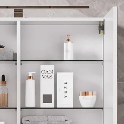 Vicco Armoire de toilette Blanc 80x60cm avec éclairage LED
